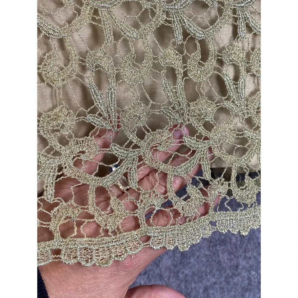 GMI‎ Gold Lace Overlay Skirt Women's Size 12 Pencil Lined Career